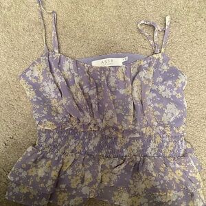 Astr Purple Camisole with Bustier Peplum Design